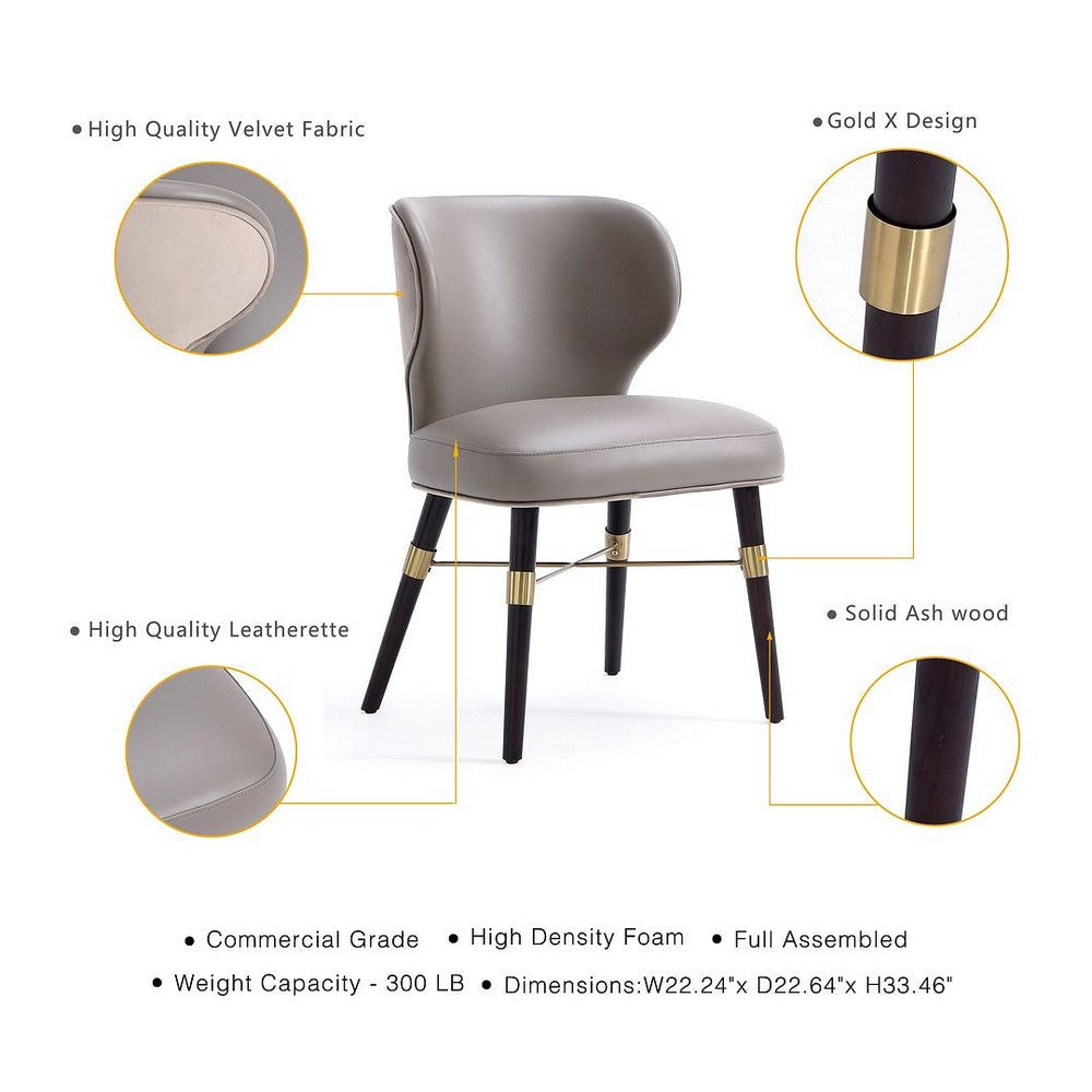 Modern Strine Dining Chair Upholstered in Velvet and Leatherette with Solid Wood Legs in Dark Taupe MHC-DC045-DT