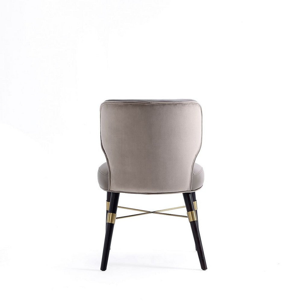 Modern Strine Dining Chair Upholstered in Velvet and Leatherette with Solid Wood Legs in Dark Taupe MHC-DC045-DT