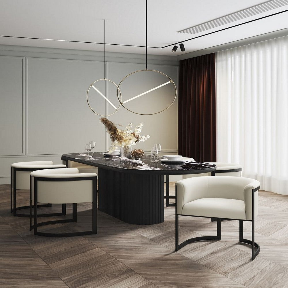 Corso Leatherette Dining Chair with Metal Frame in Cream MHC-DC046-CR