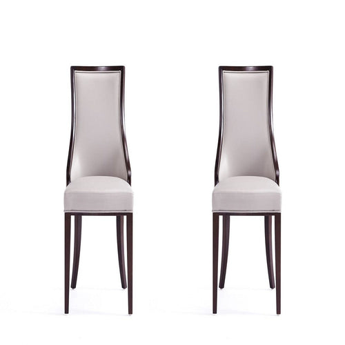 Grand Faux Leather Dining Chairs - Set of 2 in Light Grey