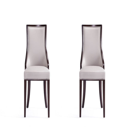 Grand Faux Leather Dining Chairs - Set of 2 in Light Grey