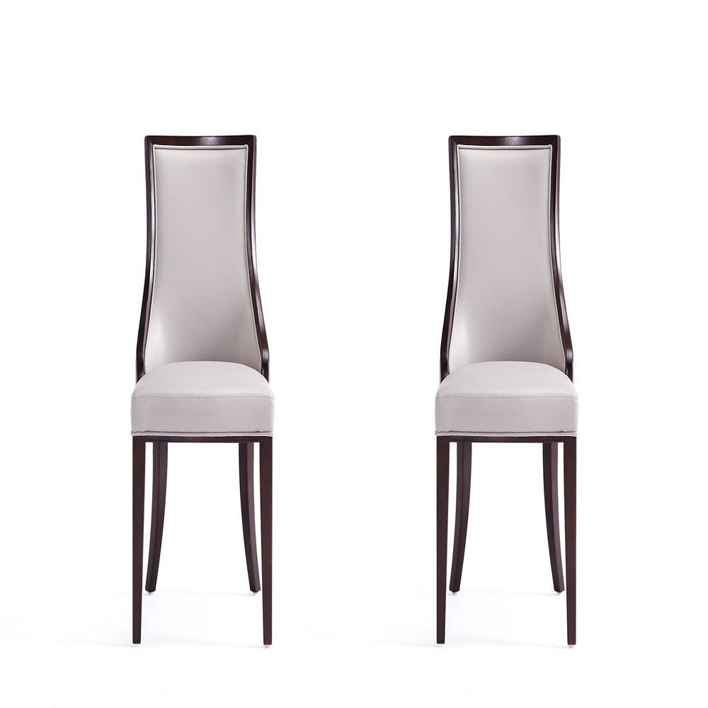 Grand Faux Leather Dining Chairs - Set of 2 in Light Grey