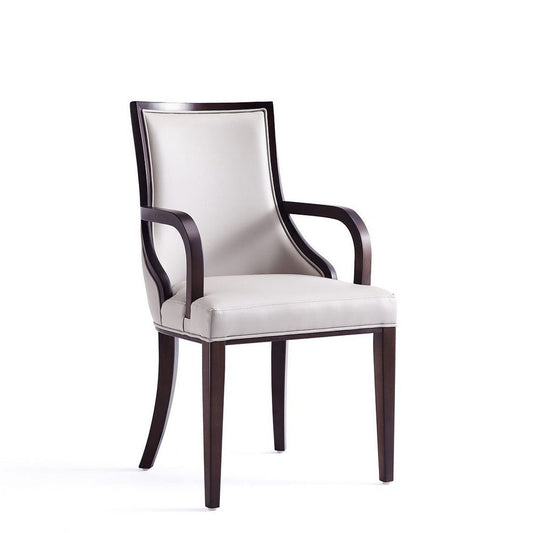 Grand Faux Leather Dining Armchair in Light Grey