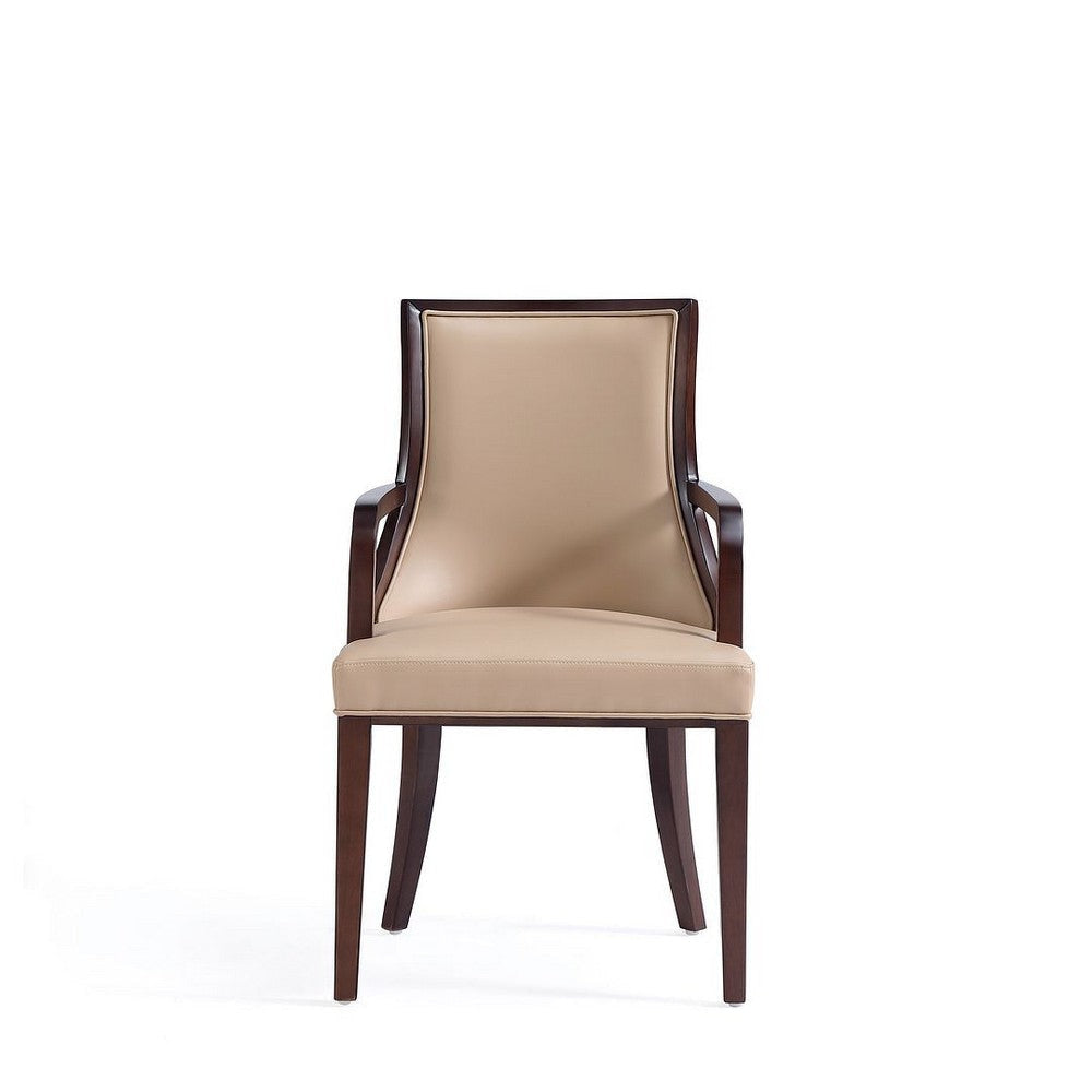 Grand Faux Leather Dining Armchair in Tan with Beech Wood Frame MHC-DC048AR-TN
