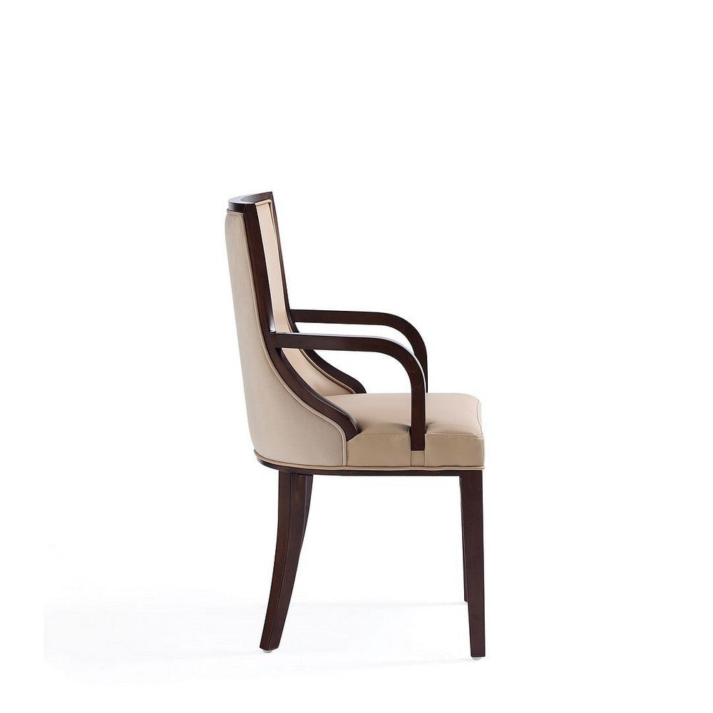 Grand Faux Leather Dining Armchair in Tan with Beech Wood Frame MHC-DC048AR-TN