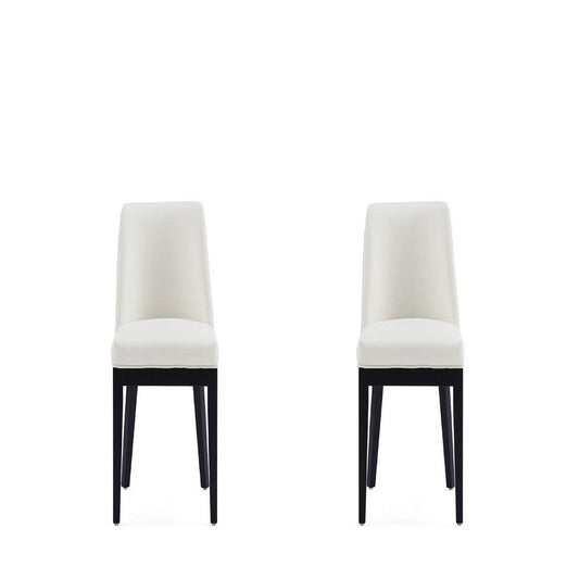 Gansevoort Modern Faux Leather Dining Chair in Cream (Set of 2)