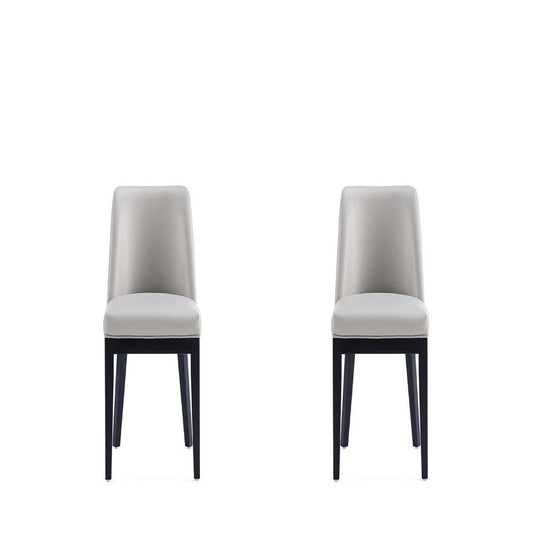 Gansevoort Modern Faux Leather Dining Chair in Light Grey (Set of 2)