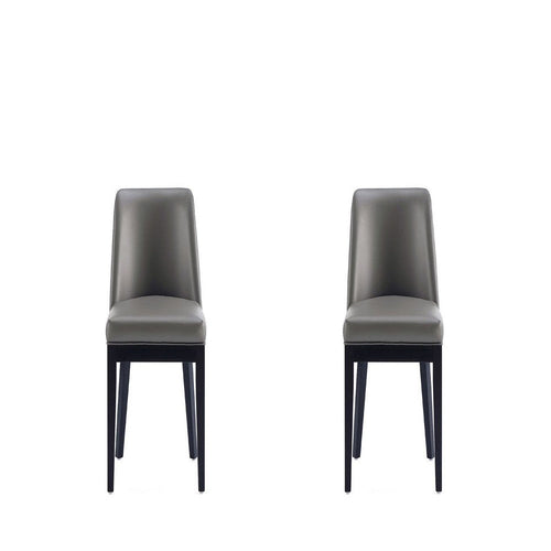 Gansevoort Modern Faux Leather Dining Chair in Pebble Grey (Set of 2)