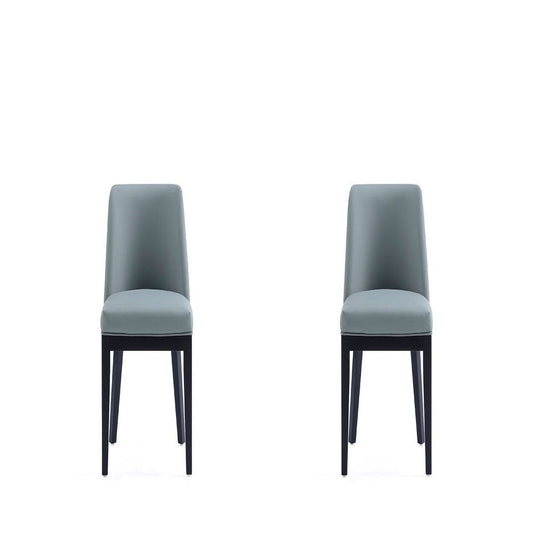 Gansevoort Modern Faux Leather Dining Chair in Pewter (Set of 2)