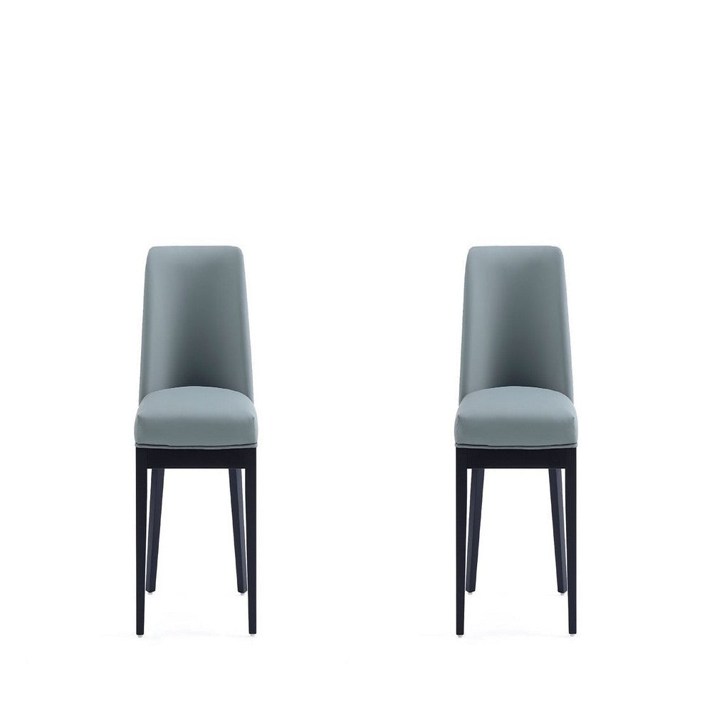 Gansevoort Modern Faux Leather Dining Chair in Pewter (Set of 2)