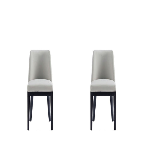 Gansevoort Modern Faux Leather Dining Chair in Stone Grey (Set of 2)