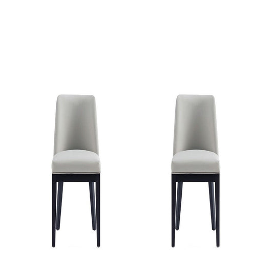 Gansevoort Modern Faux Leather Dining Chair in Stone Grey (Set of 2)