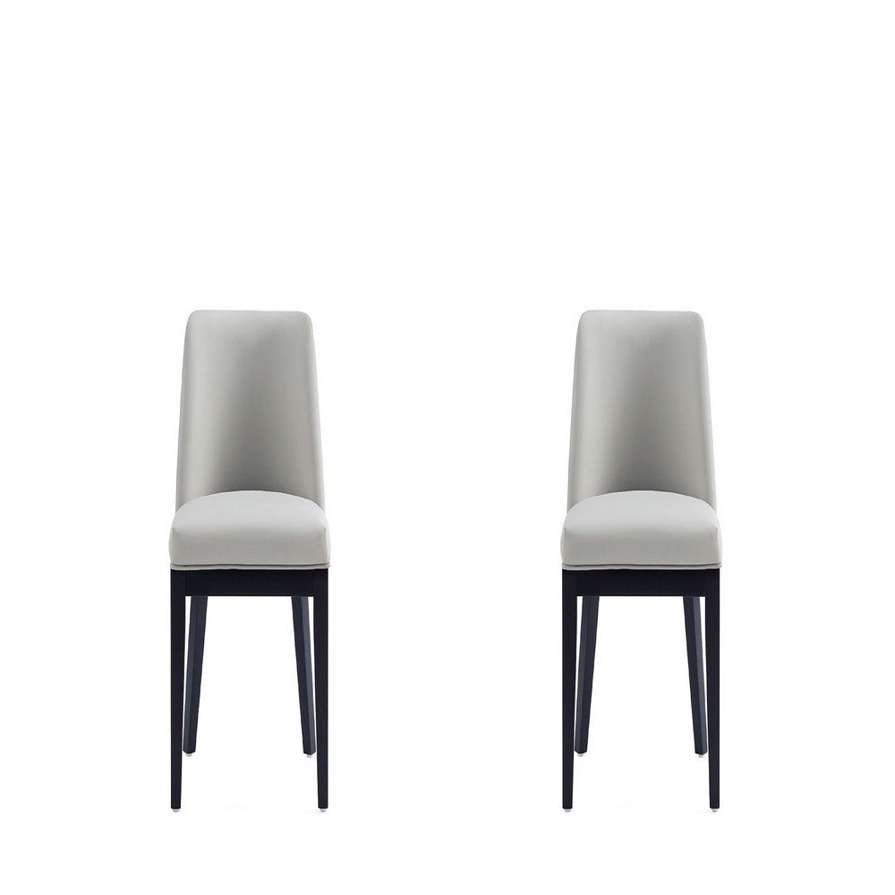 Gansevoort Modern Faux Leather Dining Chair in Stone Grey (Set of 2)