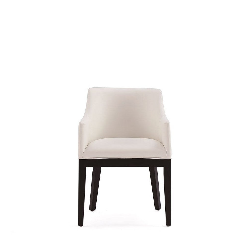 Gansevoort Modern Faux Leather Dining Armchair in Cream