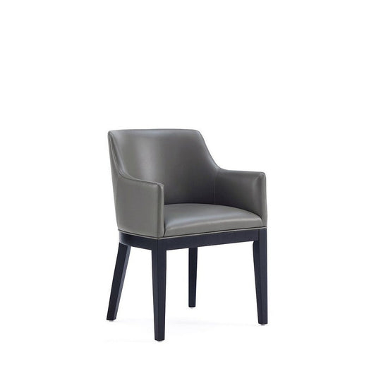 Gansevoort Modern Faux Leather Dining Armchair in Pebble Grey