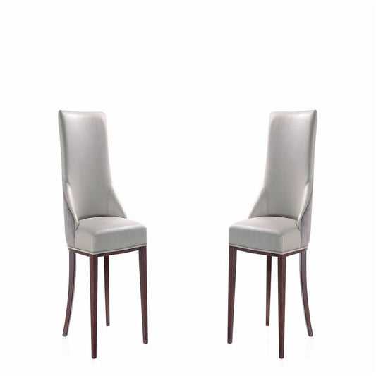 Shubert Modern Faux Leather and Velvet Dining Chair in Light Grey (Set of 2)