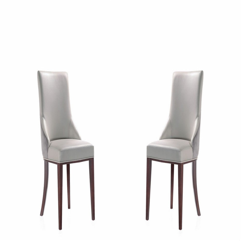 Shubert Modern Faux Leather and Velvet Dining Chair in Light Grey (Set of 2)
