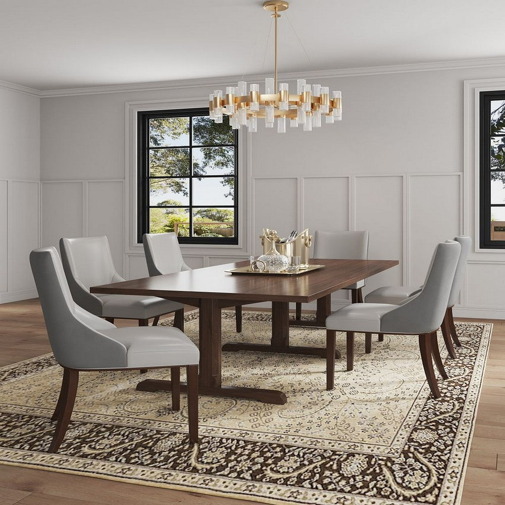 Shubert Modern Faux Leather and Velvet Dining Chair in Light Grey (Set of 2) MHC-DC055-LG