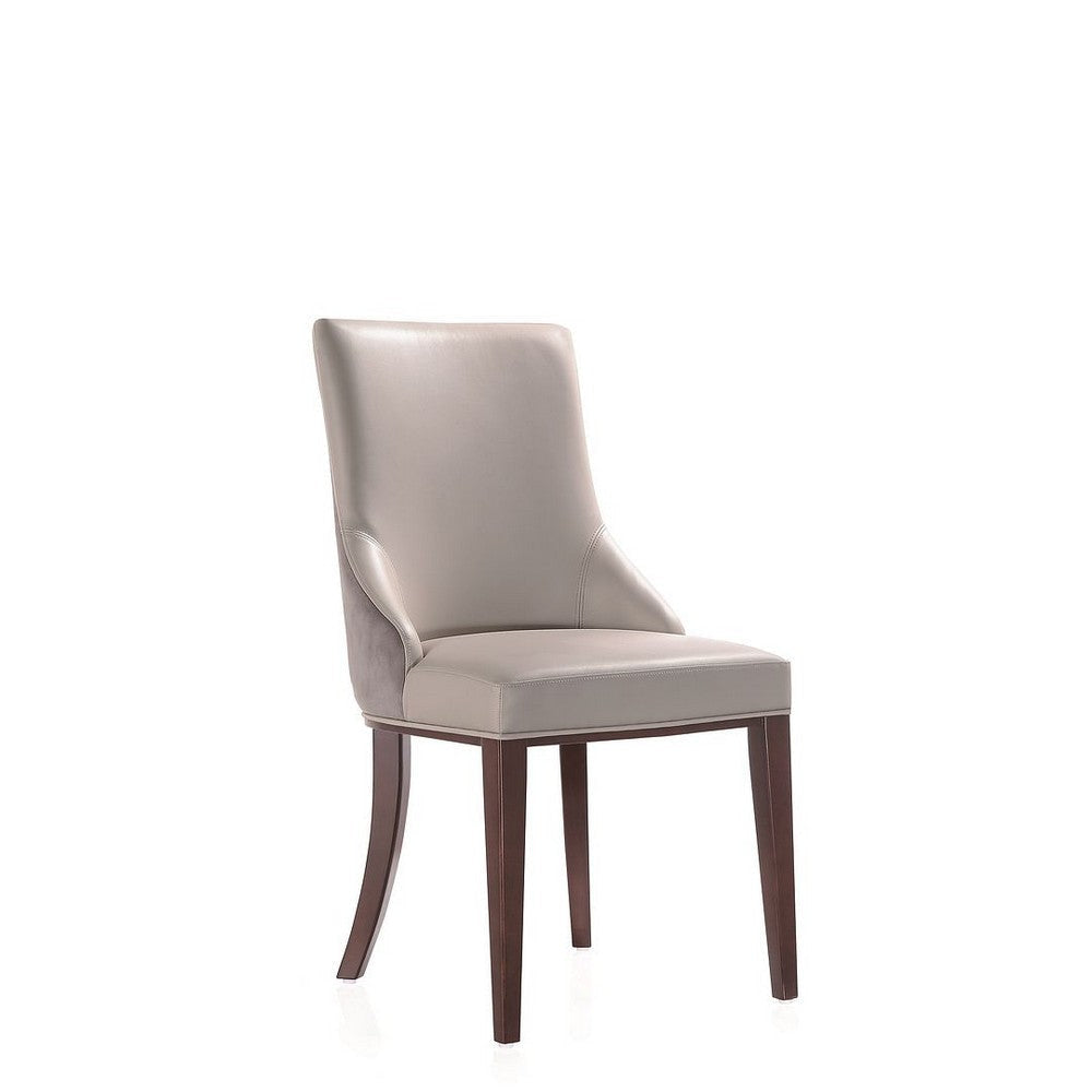 Shubert Modern Faux Leather and Velvet Dining Chair in Light Grey (Set of 2) MHC-DC055-LG