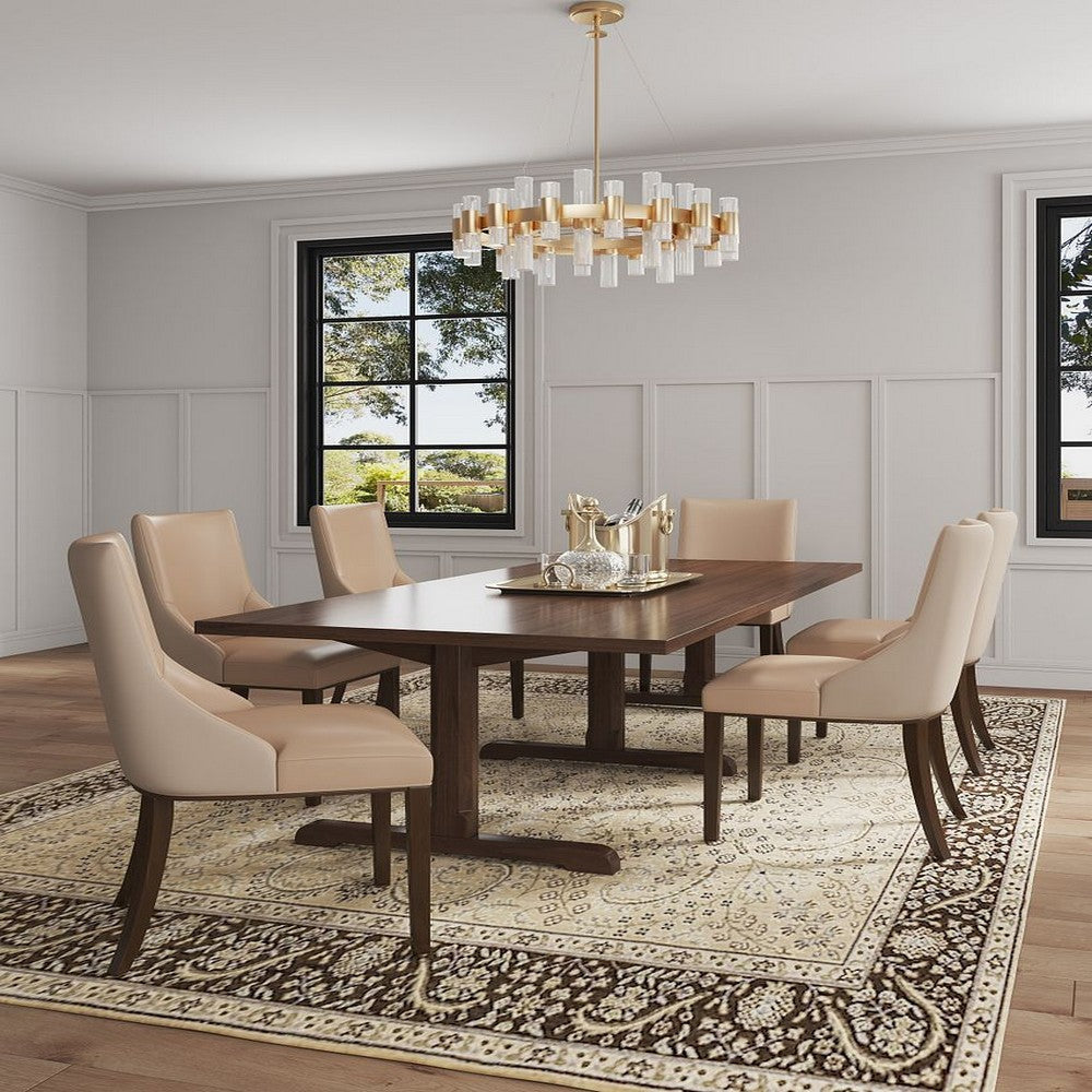 Shubert Modern Faux Leather and Velvet Dining Chair in Tan (Set of 2) MHC-DC055-TN