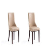 Shubert Modern Faux Leather and Velvet Dining Chair in Tan (Set of 2)