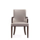 Shubert Modern Faux Leather and Velvet Dining Armchair in Light Grey