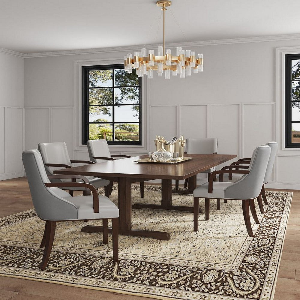 Shubert Modern Faux Leather and Velvet Dining Armchair in Light Grey MHC-DC055AR-LG