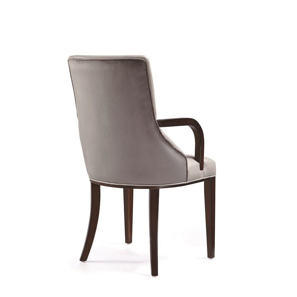 Shubert Modern Faux Leather and Velvet Dining Armchair in Light Grey MHC-DC055AR-LG