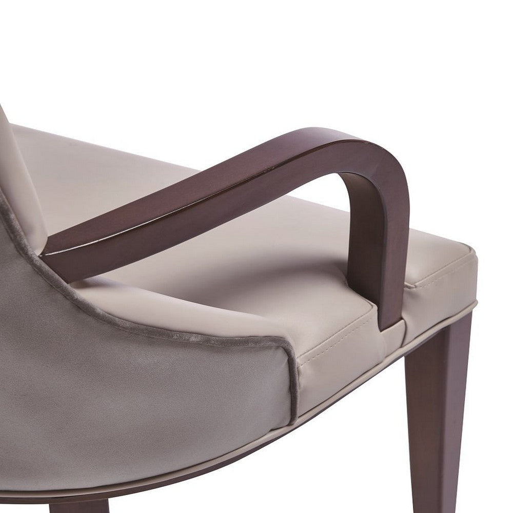 Shubert Modern Faux Leather and Velvet Dining Armchair in Light Grey MHC-DC055AR-LG