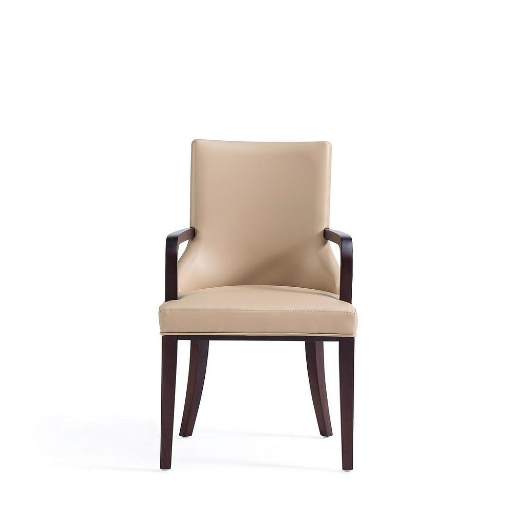 Shubert Modern Faux Leather and Velvet Dining Armchair in Tan MHC-DC055AR-TN