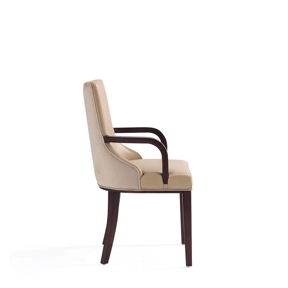 Shubert Modern Faux Leather and Velvet Dining Armchair in Tan MHC-DC055AR-TN