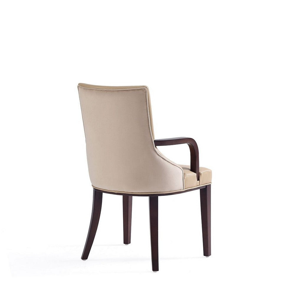 Shubert Modern Faux Leather and Velvet Dining Armchair in Tan MHC-DC055AR-TN