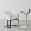 Modern Serena Dining Armchair Upholstered in Leatherette with Steel Legs in Cream MHC-DC056AR-CR