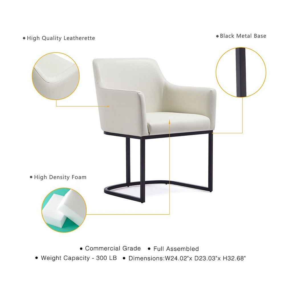 Modern Serena Dining Armchair Upholstered in Leatherette with Steel Legs in Cream MHC-DC056AR-CR