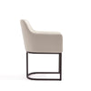 Modern Serena Dining Armchair Upholstered in Leatherette with Steel Legs in Cream MHC-DC056AR-CR