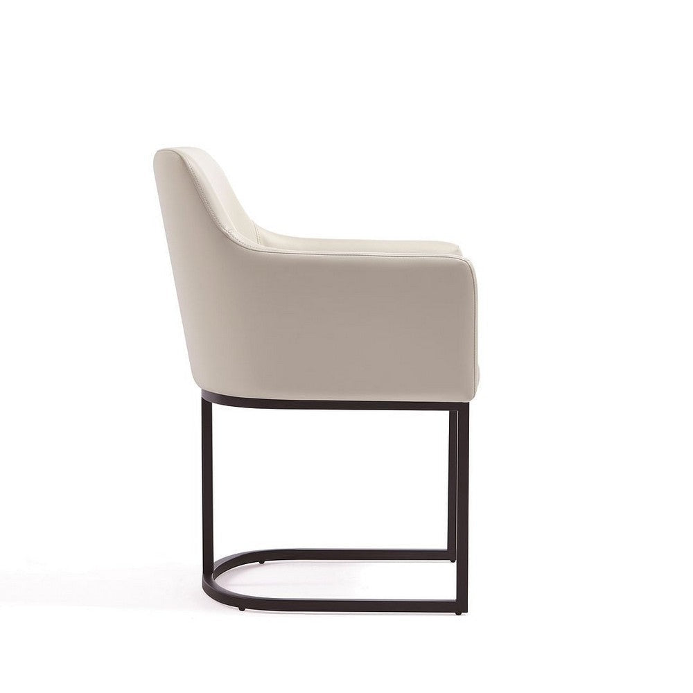 Modern Serena Dining Armchair Upholstered in Leatherette with Steel Legs in Cream MHC-DC056AR-CR