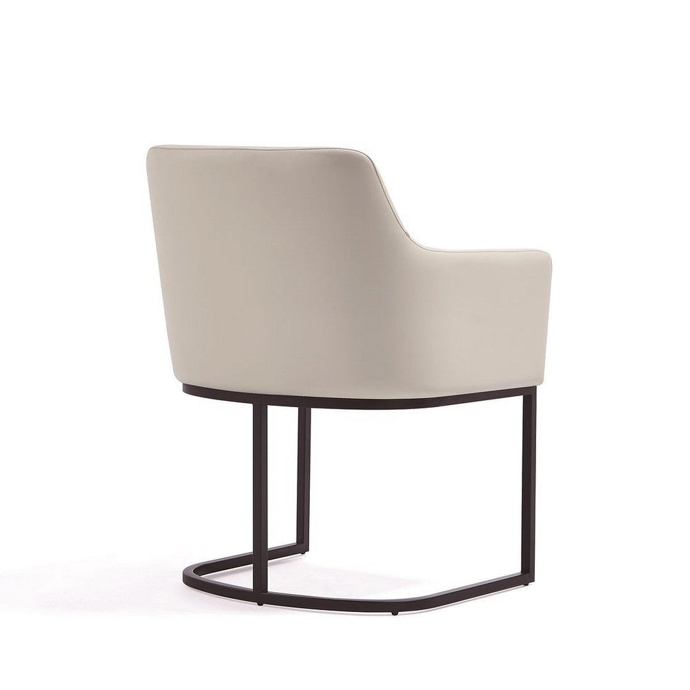 Modern Serena Dining Armchair Upholstered in Leatherette with Steel Legs in Cream MHC-DC056AR-CR