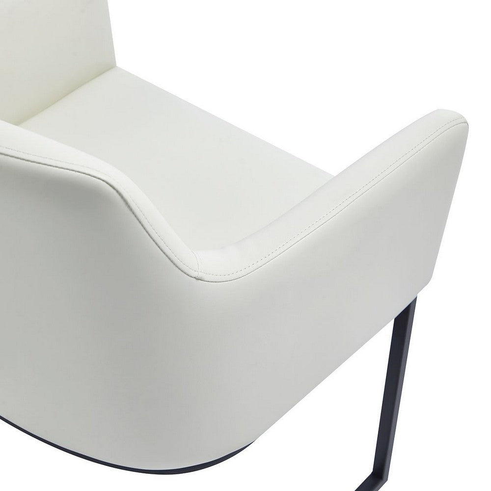 Modern Serena Dining Armchair Upholstered in Leatherette with Steel Legs in Cream MHC-DC056AR-CR