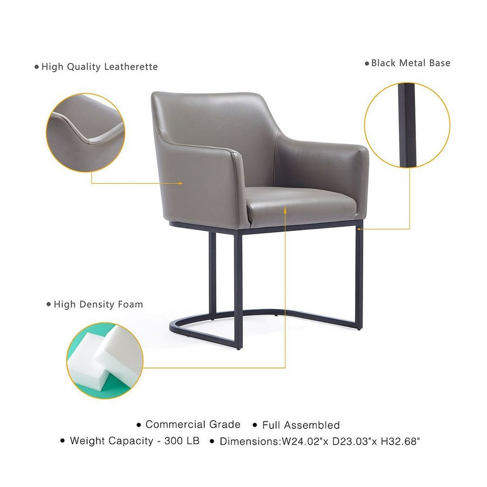 Modern Serena Dining Armchair Upholstered in Leatherette with Steel Legs in Grey MHC-DC056AR-GY
