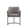 Modern Serena Dining Armchair Upholstered in Leatherette with Steel Legs in Grey