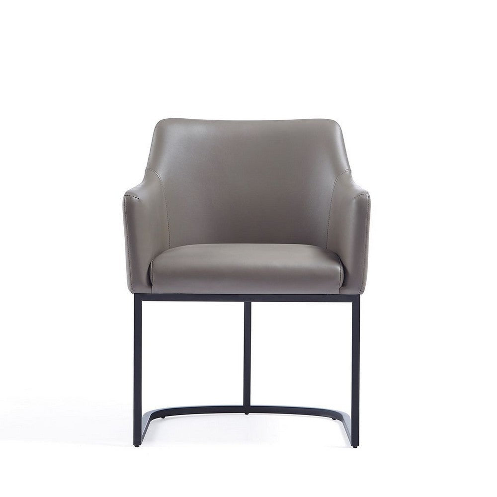 Modern Serena Dining Armchair Upholstered in Leatherette with Steel Legs in Grey