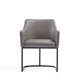 Modern Serena Dining Armchair Upholstered in Leatherette with Steel Legs in Grey