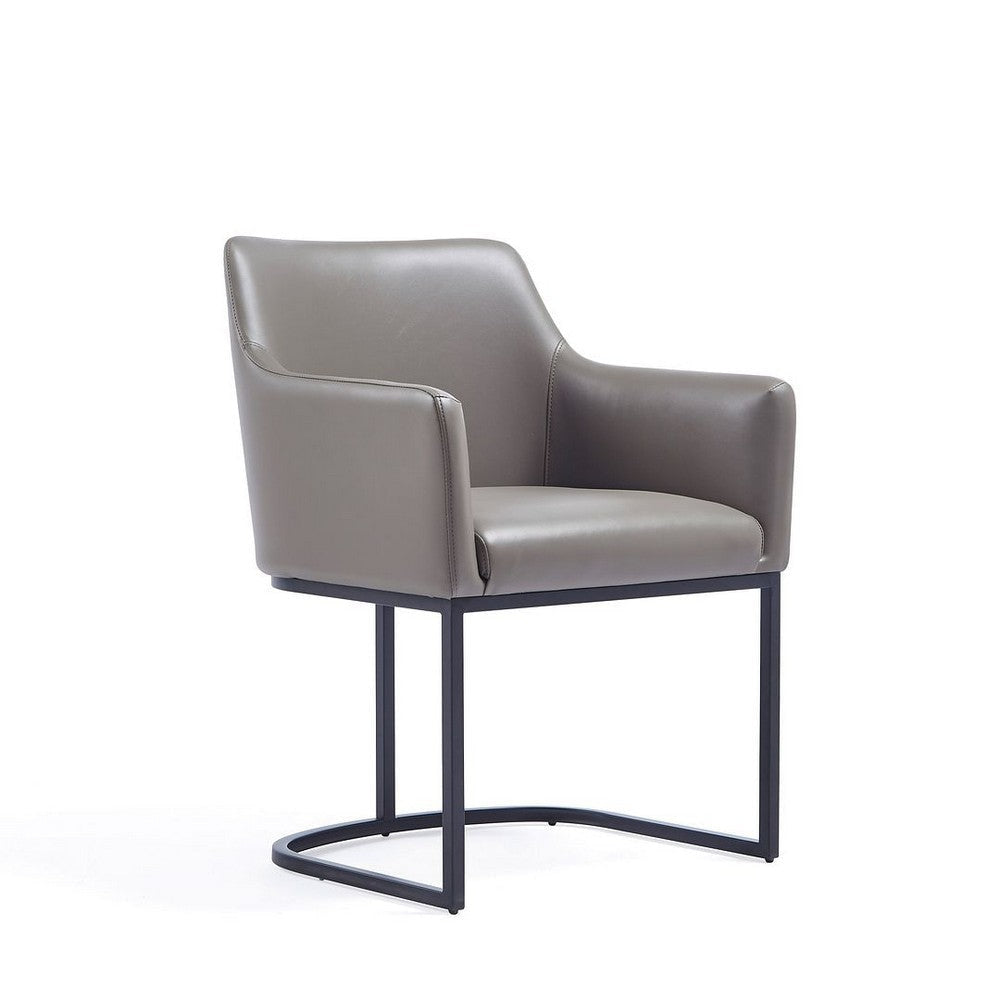 Modern Serena Dining Armchair Upholstered in Leatherette with Steel Legs in Grey MHC-DC056AR-GY