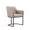Modern Serena Dining Armchair Upholstered in Leatherette with Steel Legs in Light Grey MHC-DC056AR-LG