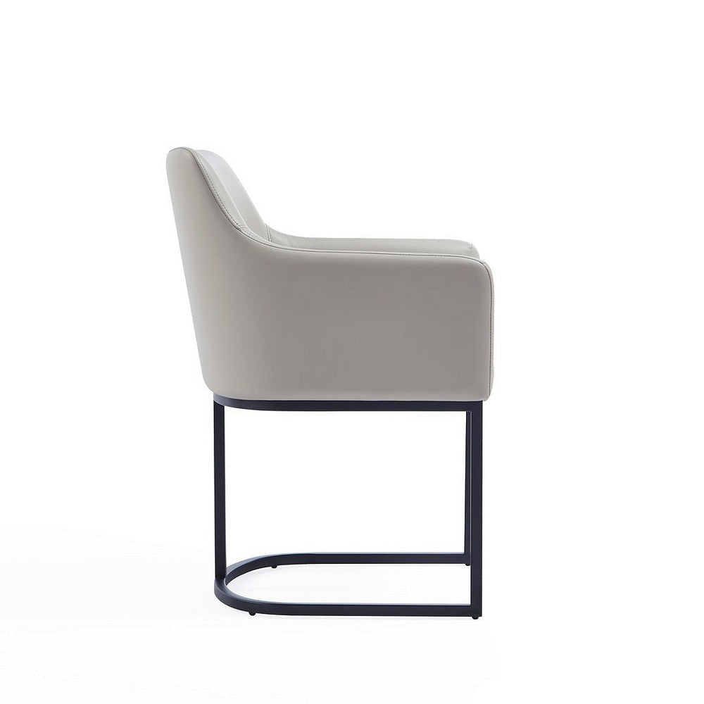 Modern Serena Dining Armchair Upholstered in Leatherette with Steel Legs in Light Grey MHC-DC056AR-LG