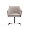 Modern Serena Dining Armchair Upholstered in Leatherette with Steel Legs in Light Grey