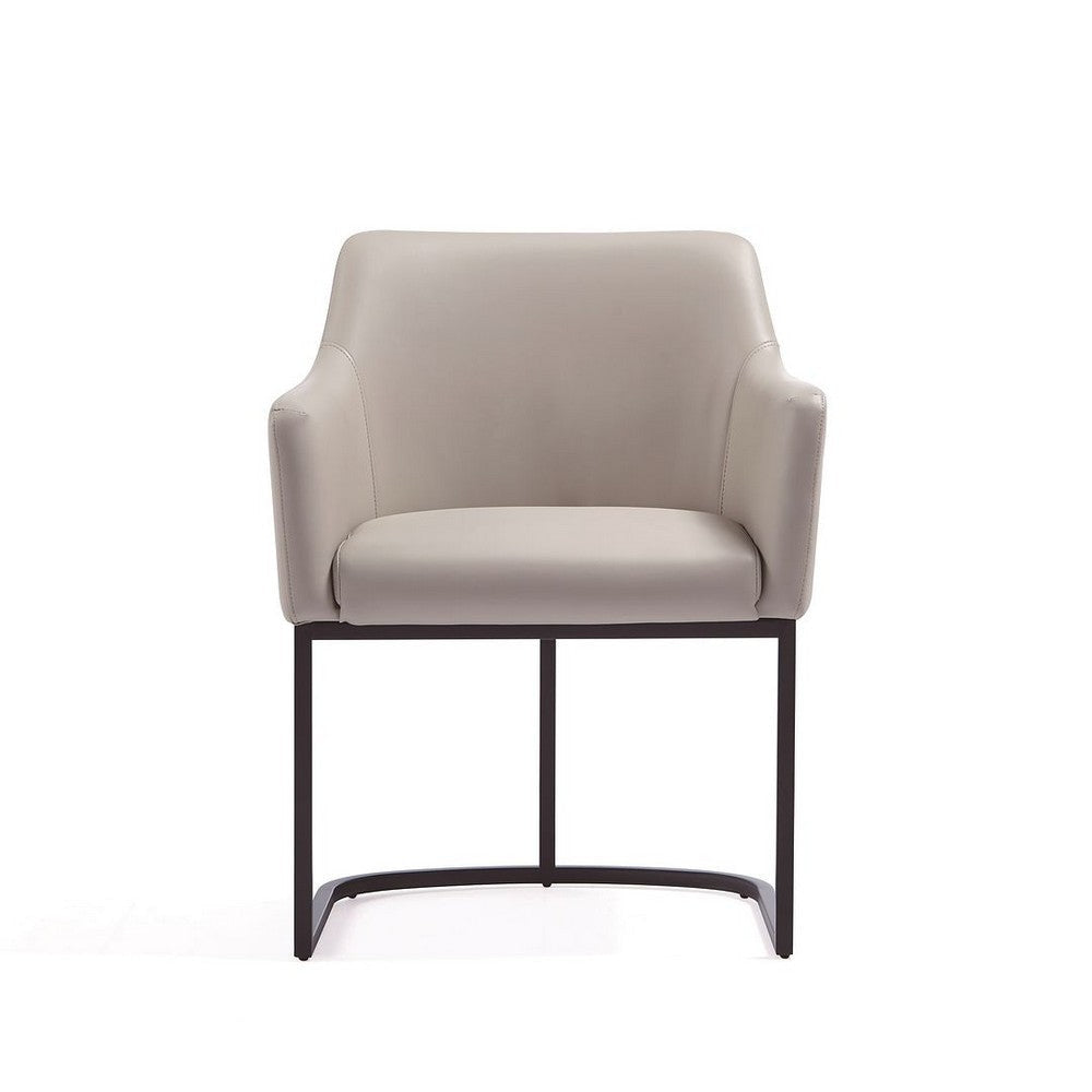 Modern Serena Dining Armchair Upholstered in Leatherette with Steel Legs in Light Grey