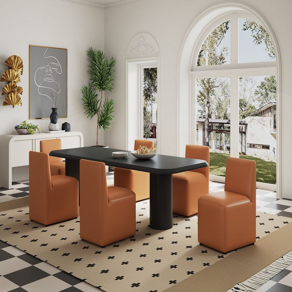 Anna Modern Square Faux Leather Dining Chair in Saddle MHC-DC058-SA