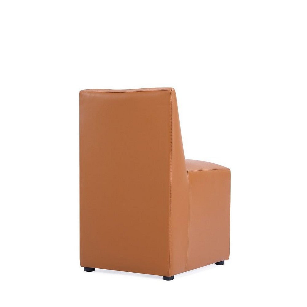 Anna Modern Square Faux Leather Dining Chair in Saddle MHC-DC058-SA