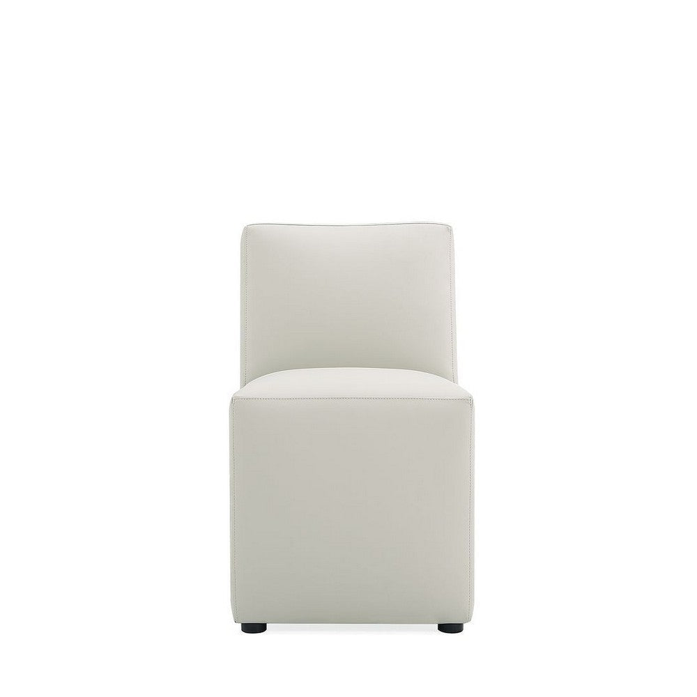 Anna Modern Square Faux Leather Dining Chair in Light Stone Grey